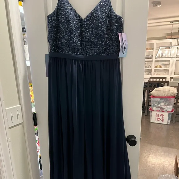 Dresses | Kleinfeld Navy Blue Sequin Bridesmaid Dress | Poshmark